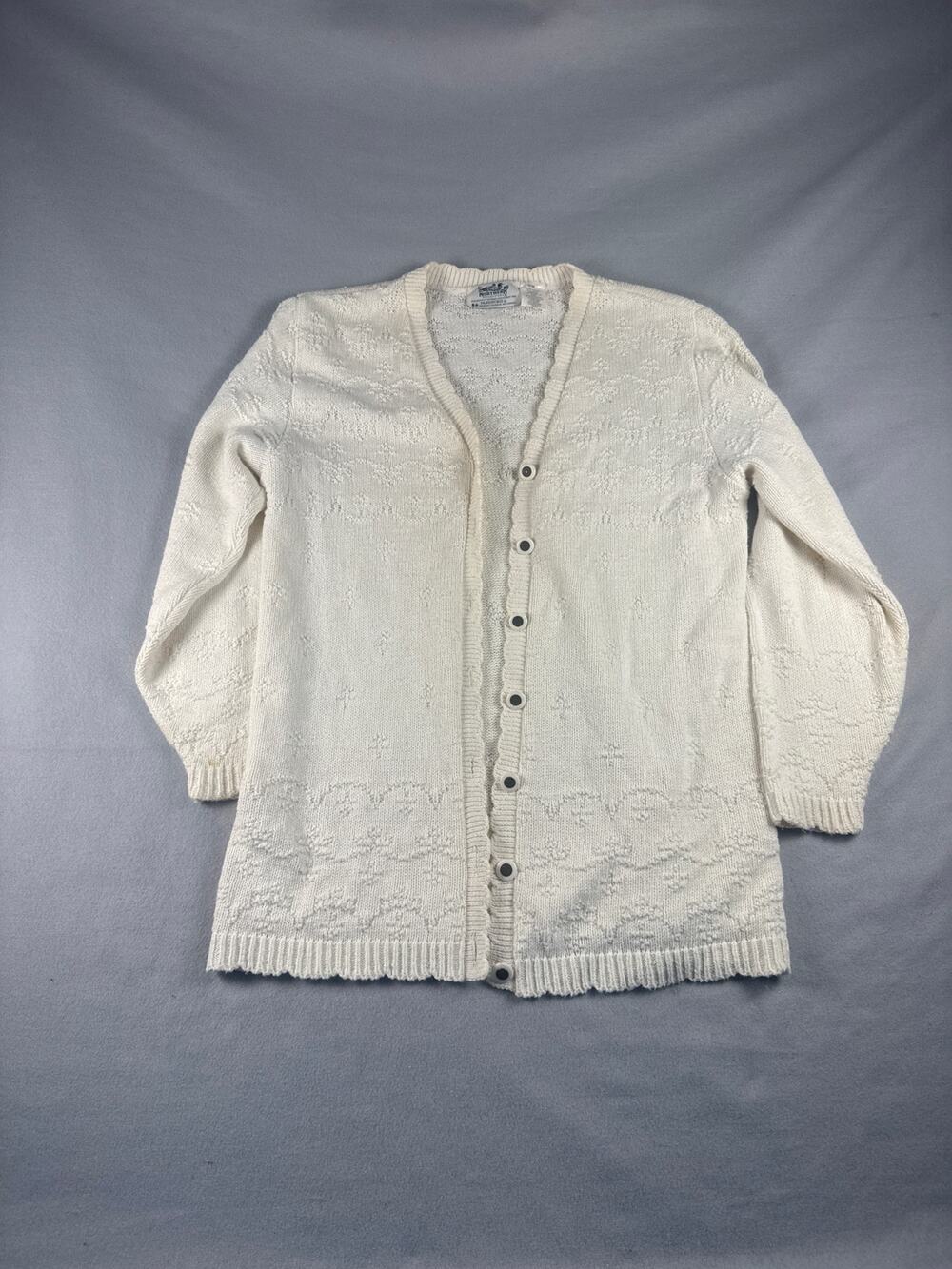 Vintage Northern Reflections Cardigan Women M Cream Cottagecore Layering Sweater